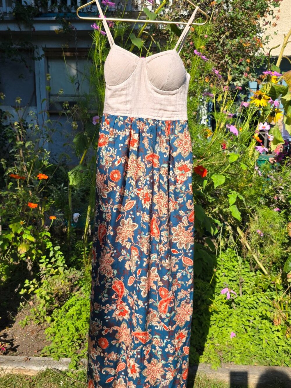 Band of The Free Tan & Turquoise Floral Maxi Dress — US XS